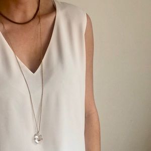 Layered Necklace with Clear Quartz Stone